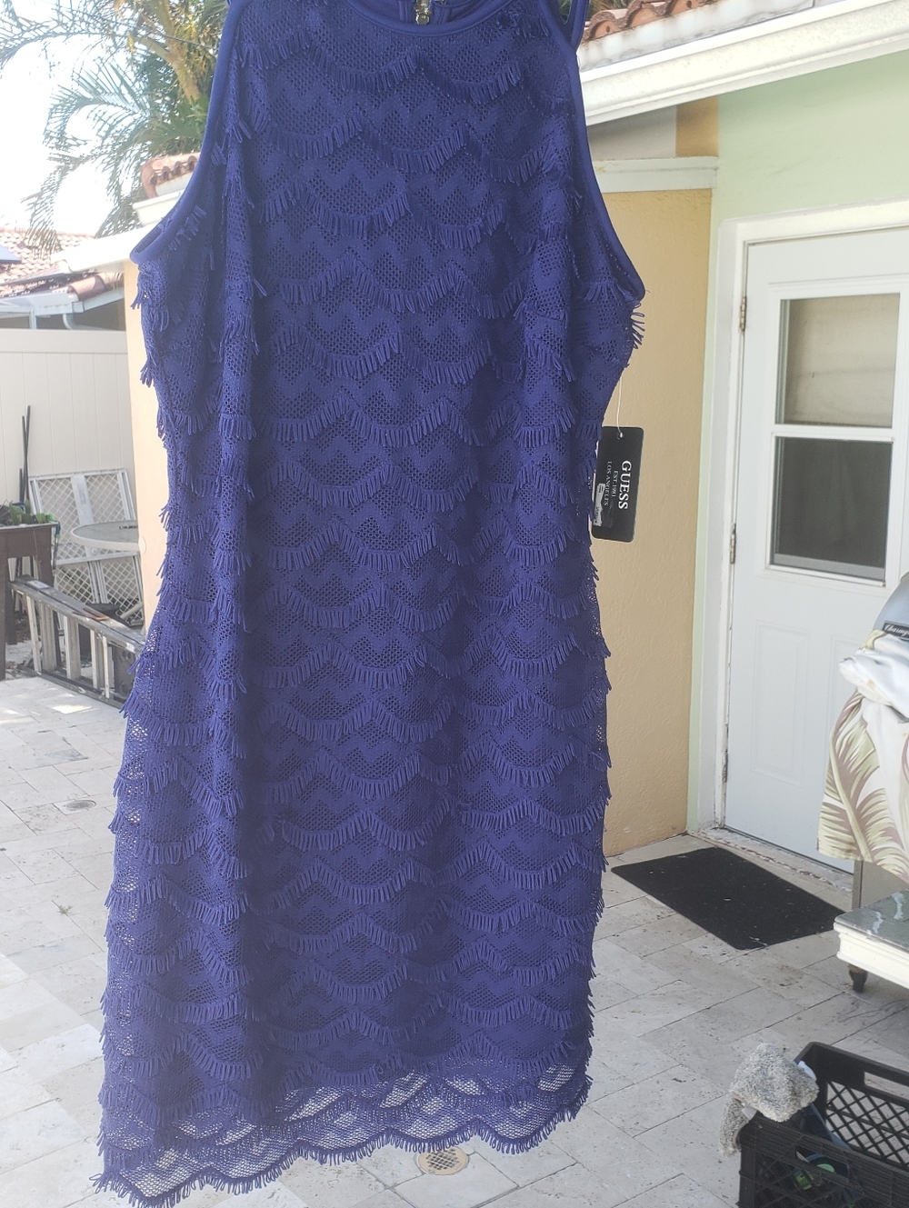 Guess Royal Blue Lace Midi Dress